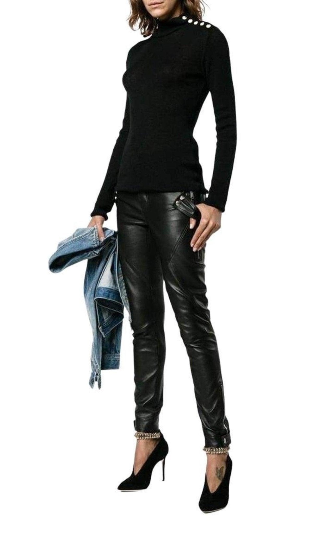 Balmain Black Knit Turtleneck Fine Wool Sweater - Runway Catalog