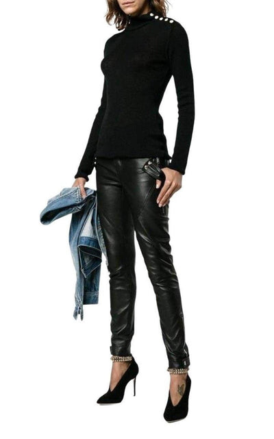 Balmain Black Knit Turtleneck Fine Wool Sweater - Runway Catalog