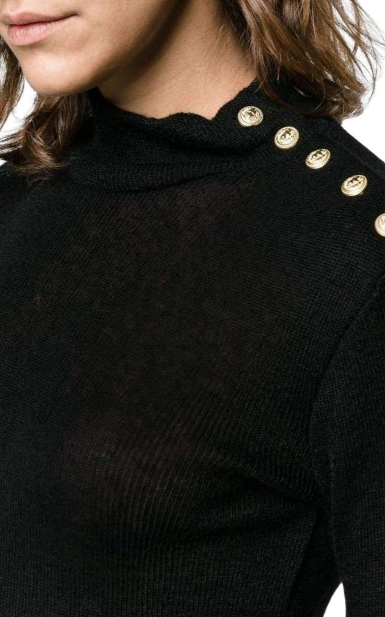 Balmain Black Knit Turtleneck Fine Wool Sweater - Runway Catalog
