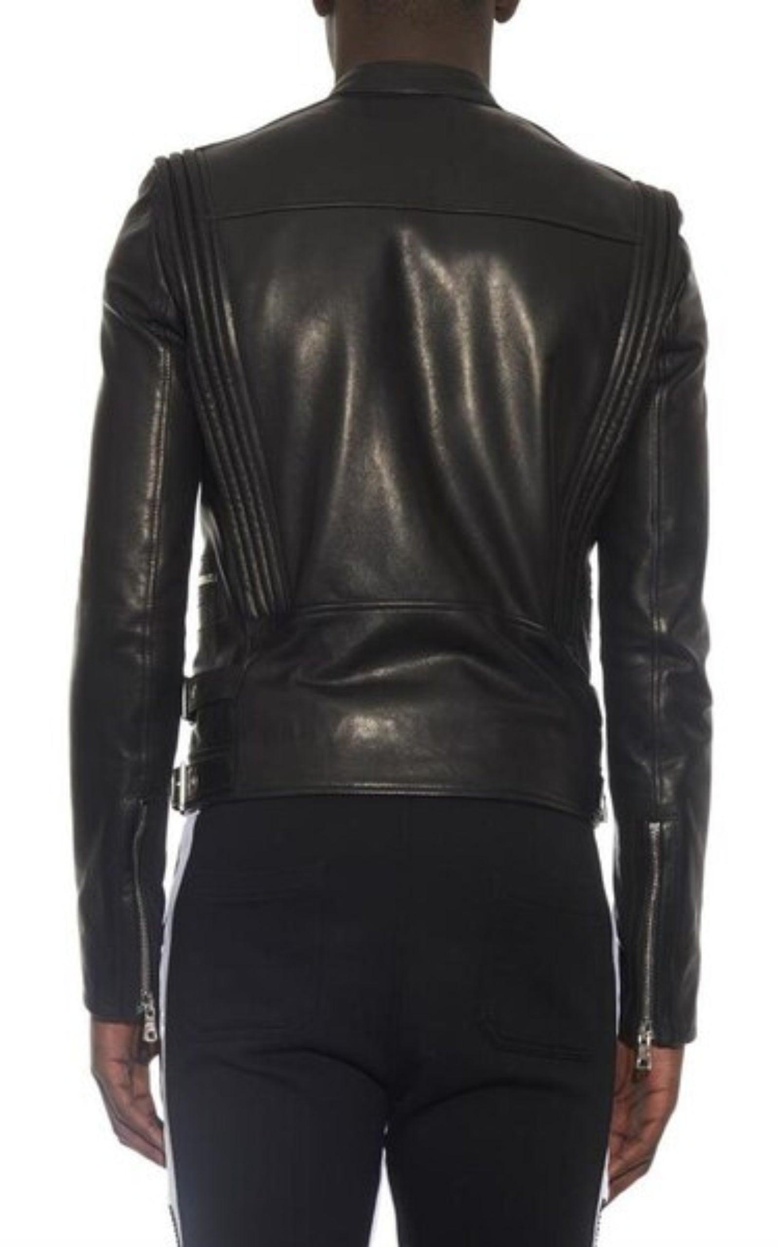 Black Leather Biker Jacket Balmain