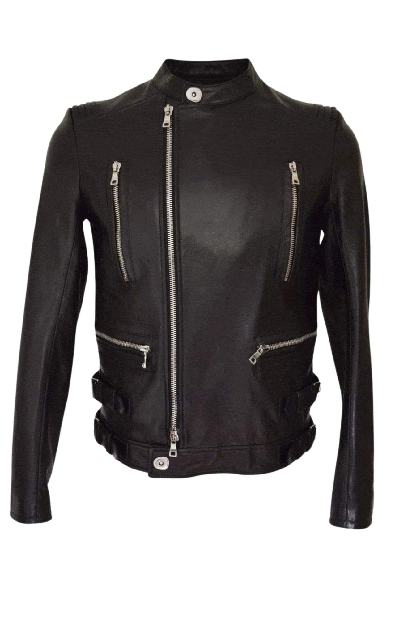 Balmain Black Leather Biker Jacket - Runway Catalog