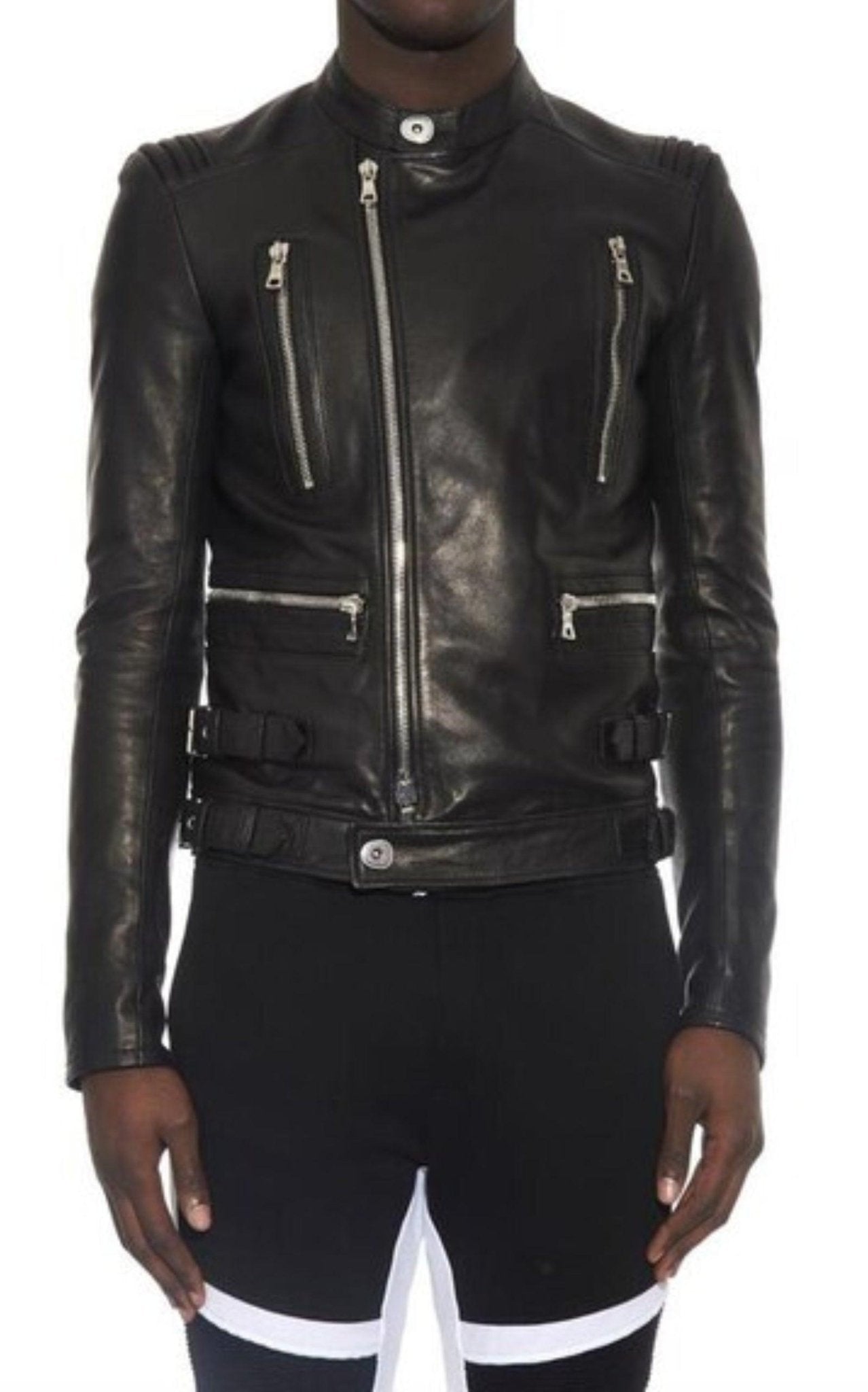 Balmain Black Leather Biker Jacket - Runway Catalog