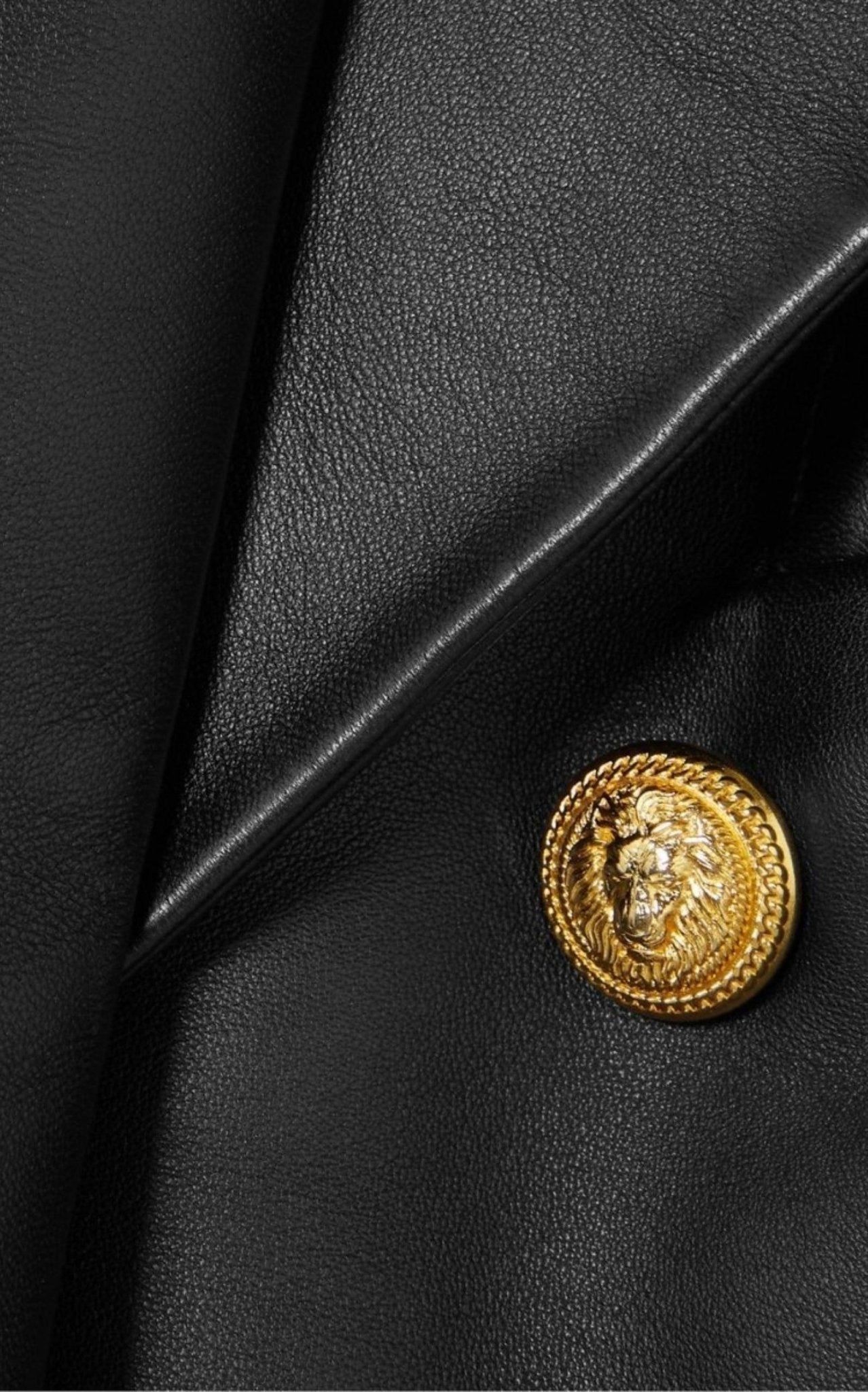 Balmain Black Leather Double - Breasted Blazer - Runway Catalog