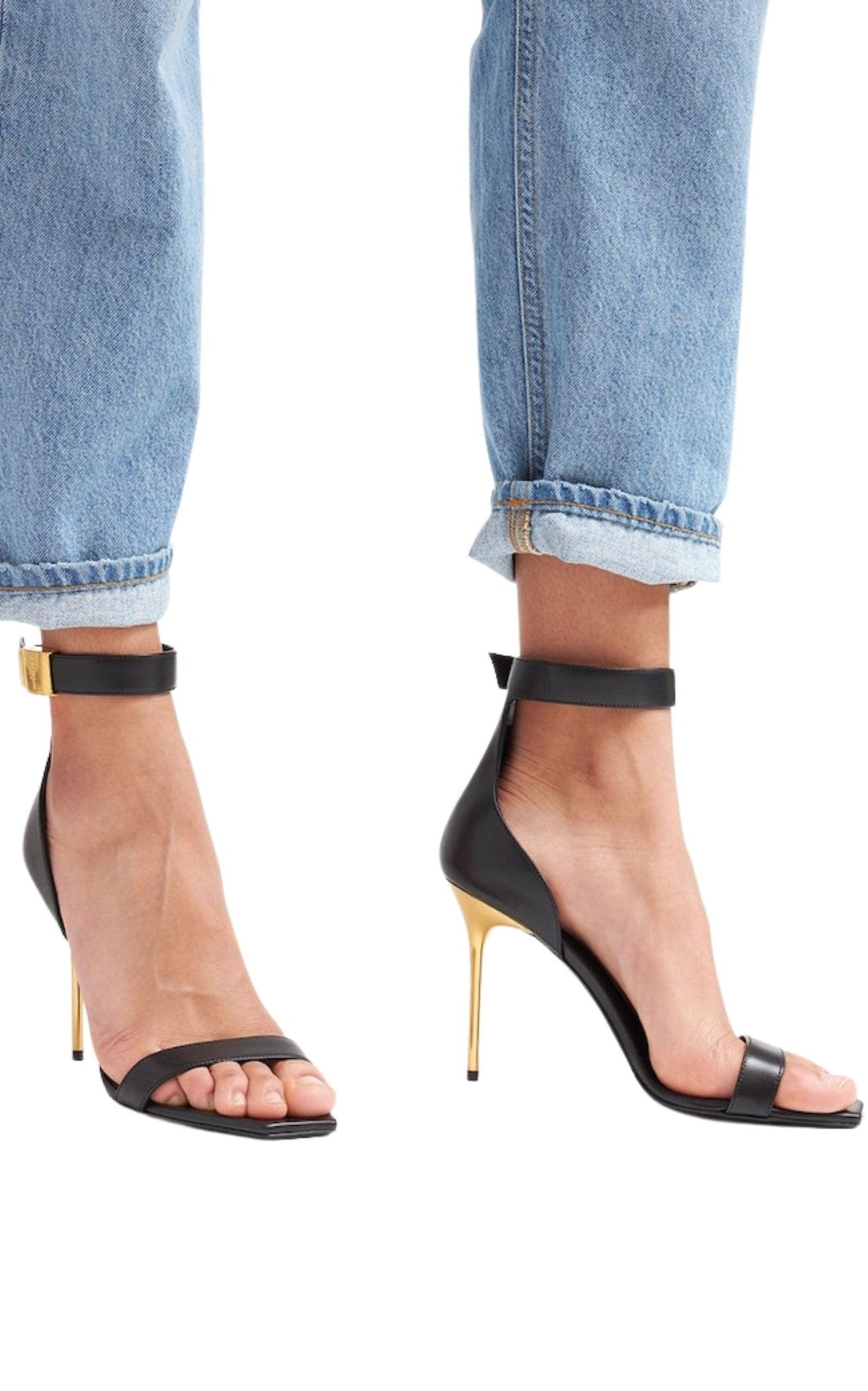 Balmain Black Leather Uma Sandals - Runway Catalog