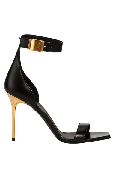 Balmain Black Leather Uma Sandals - Runway Catalog