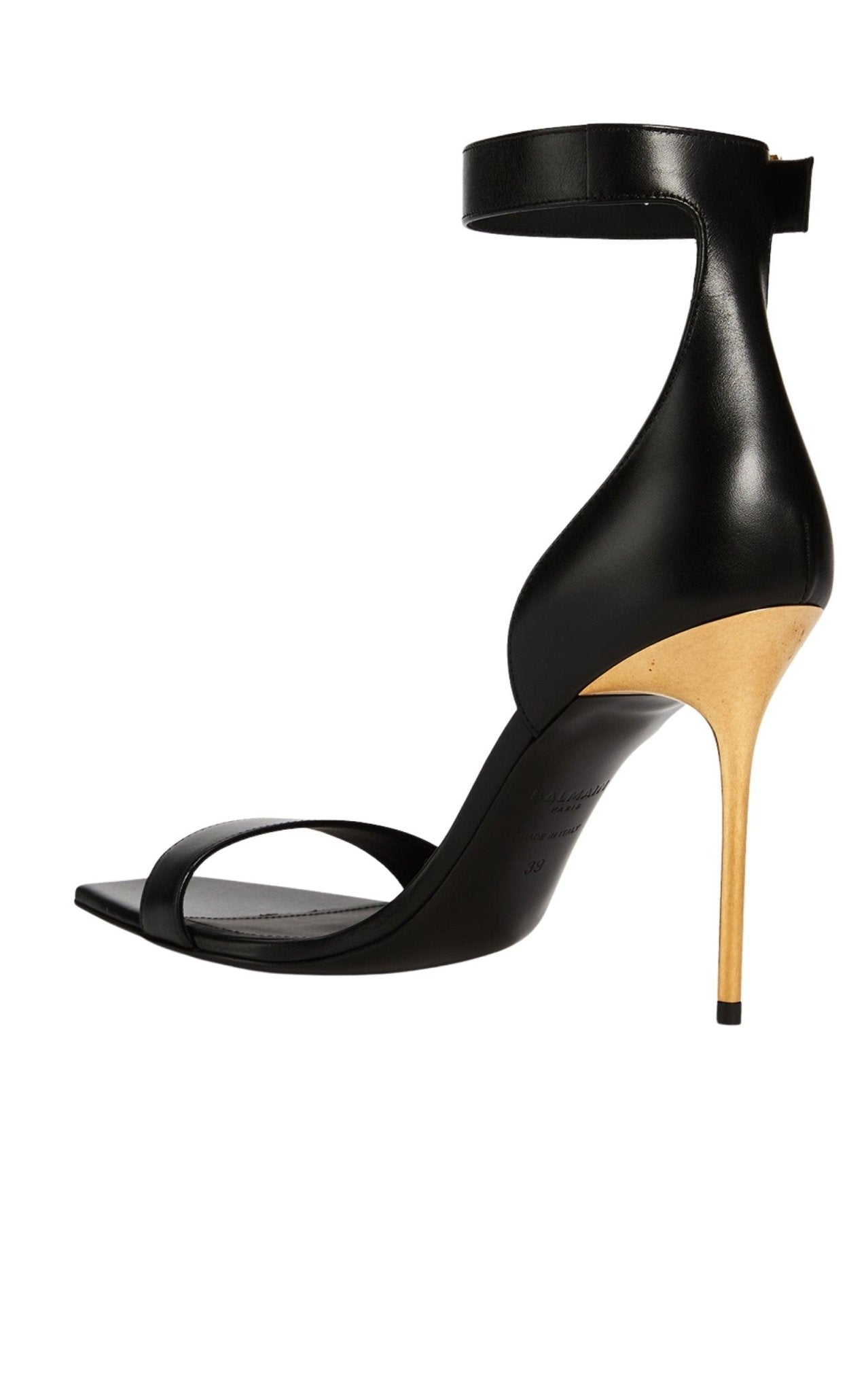 Balmain Black Leather Uma Sandals - Runway Catalog
