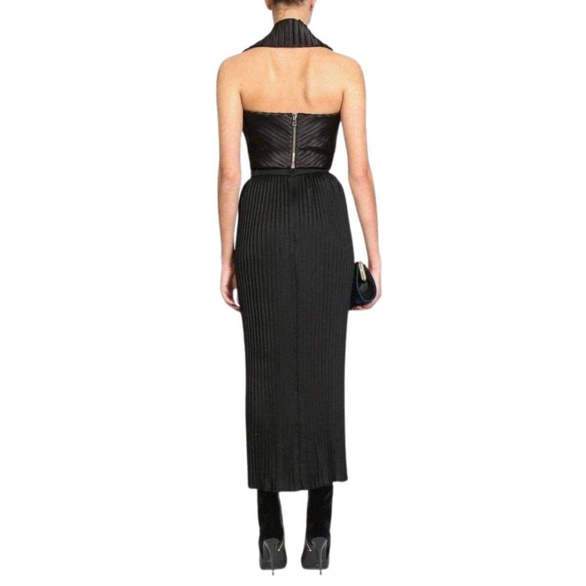 Balmain Black Pleated Maxi Skirt - Runway Catalog