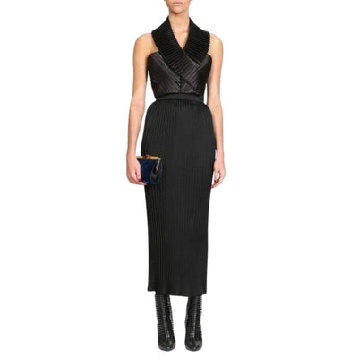Balmain Black Pleated Maxi Skirt - Runway Catalog