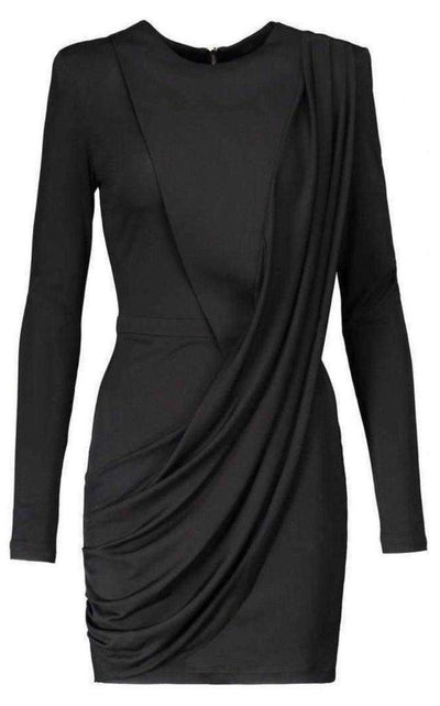 Balmain Black Voile Draped Mini Dress - Runway Catalog