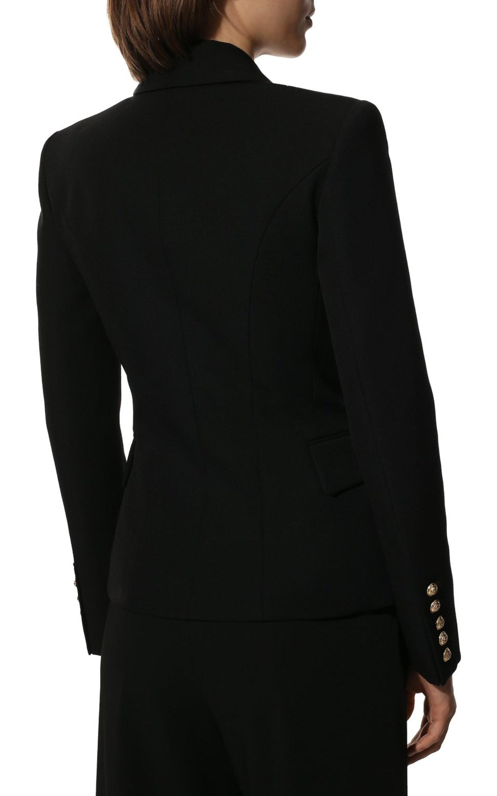 Black Wool Classic Double-Breasted Blazer Balmain