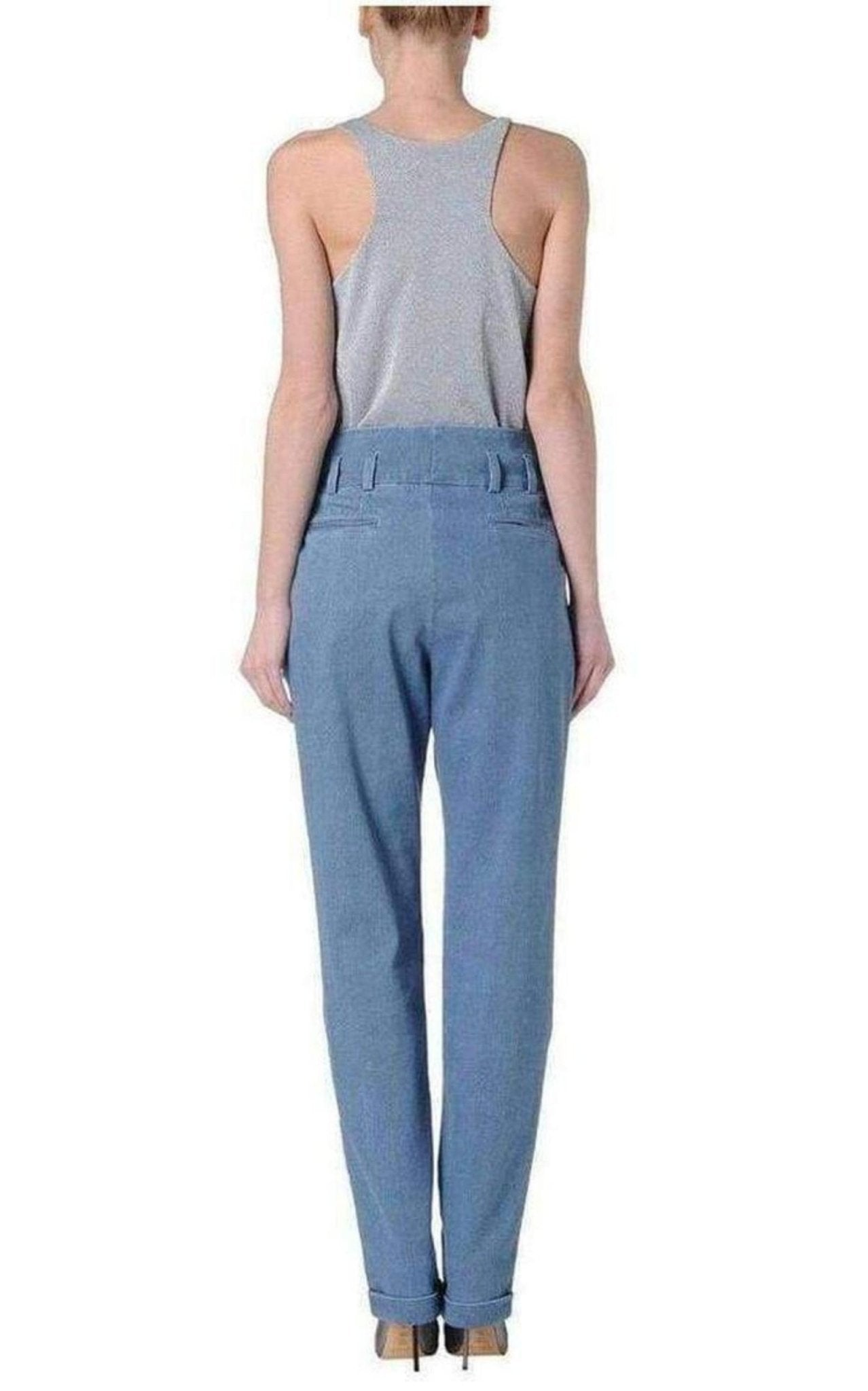 Balmain Blue Denim High Waist Pants - Runway Catalog
