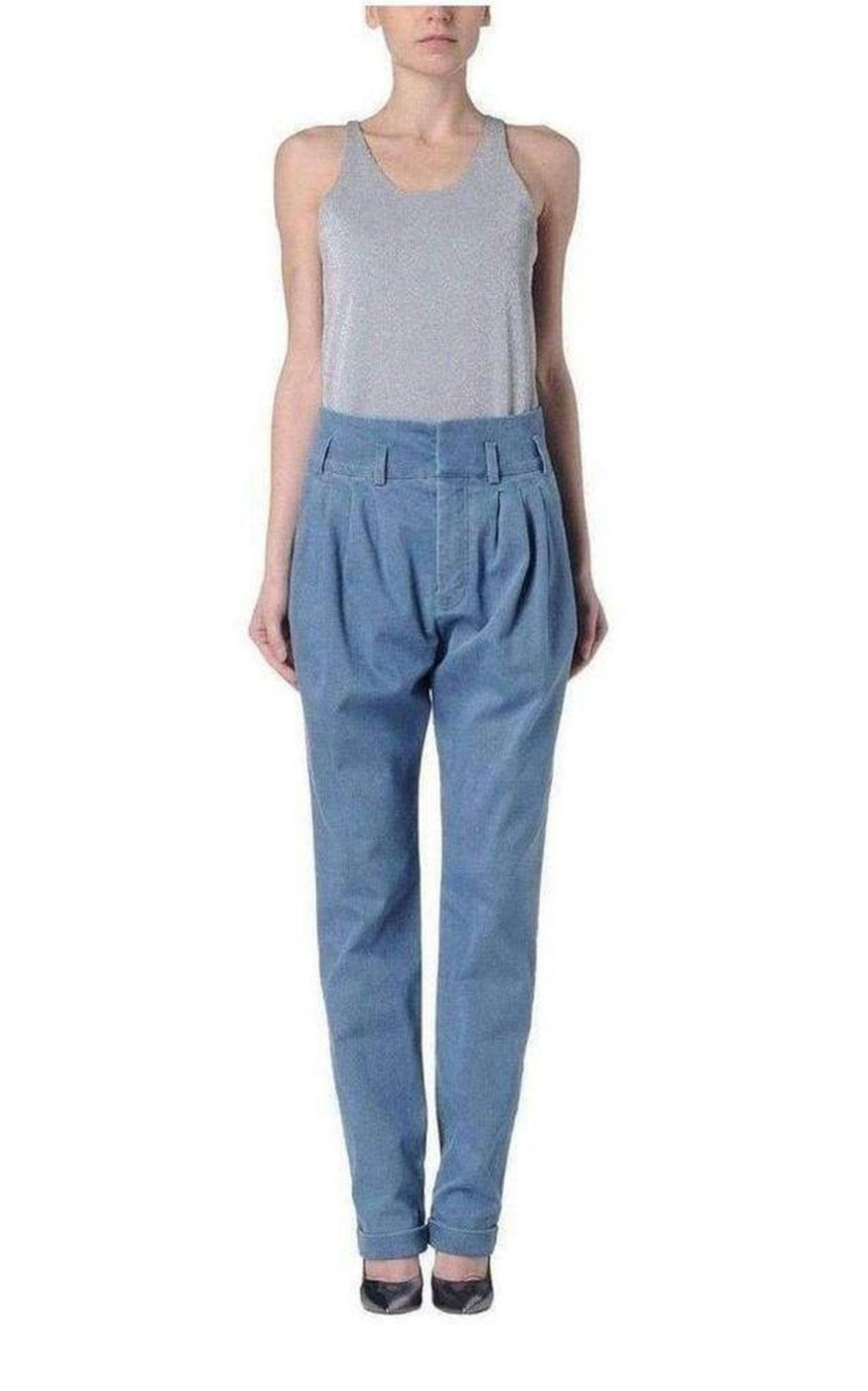 Balmain Blue Denim High Waist Pants - Runway Catalog