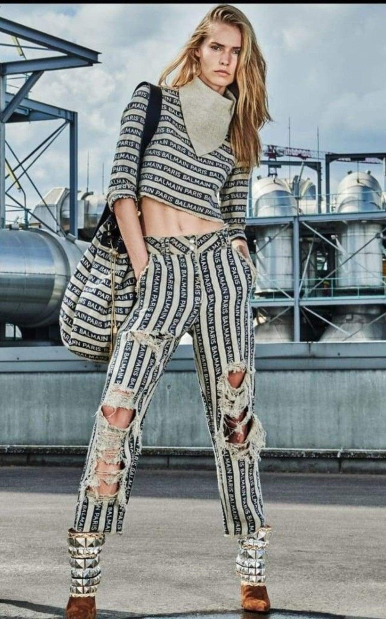 Balmain Canvas Bucket Large Bag - Runway Catalog