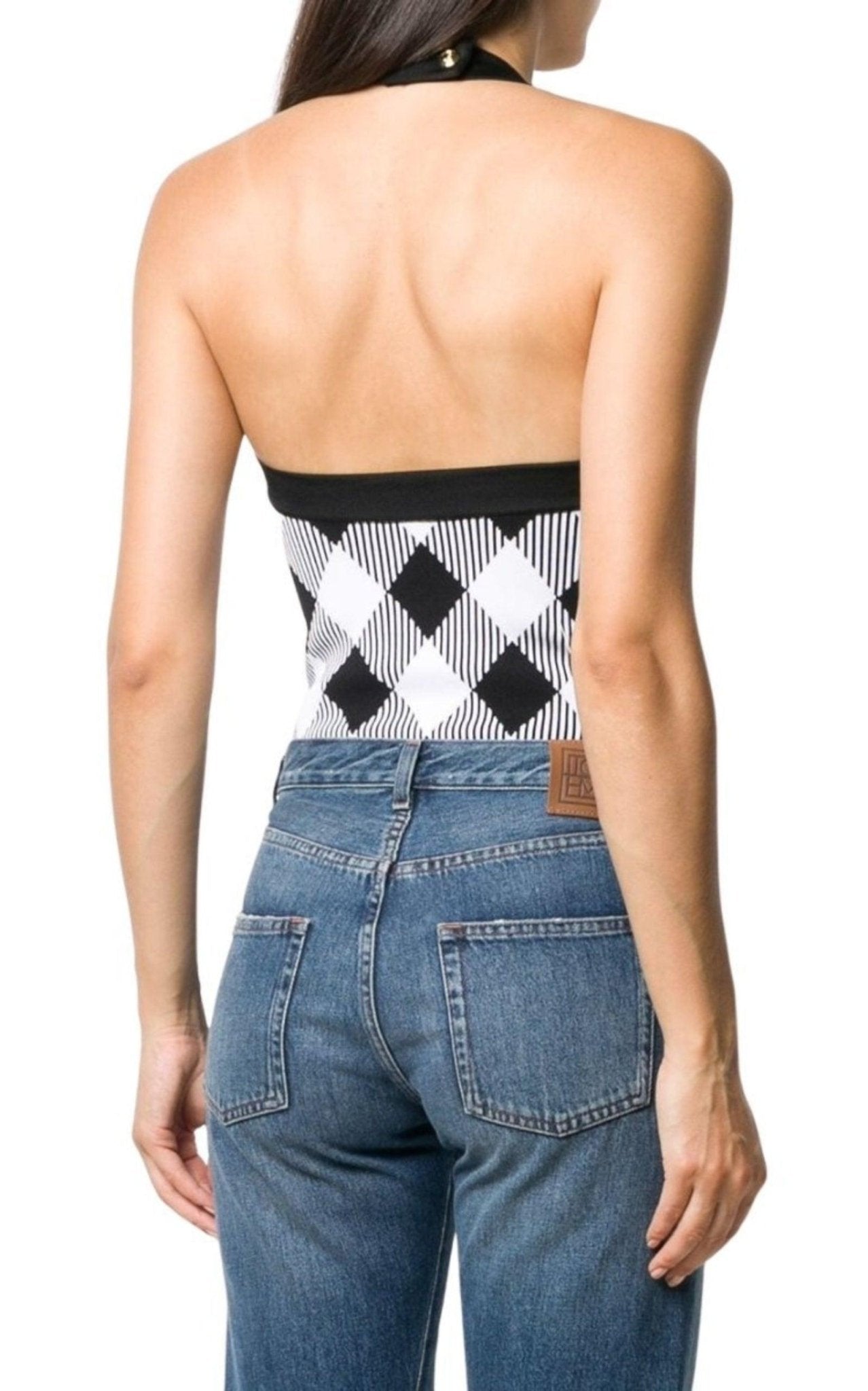 Balmain Check Halterneck Body - Runway Catalog