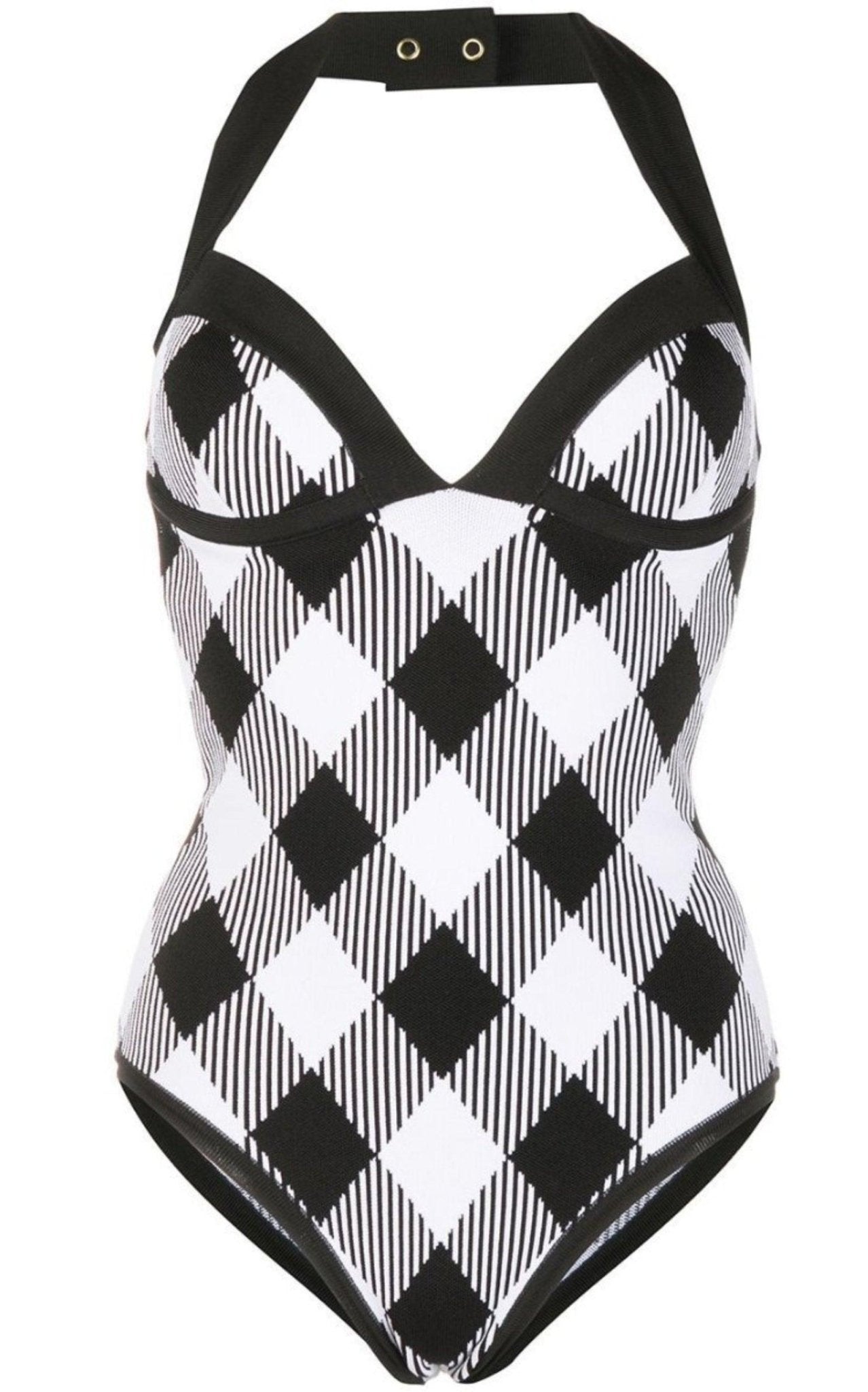 Balmain Check Halterneck Body - Runway Catalog