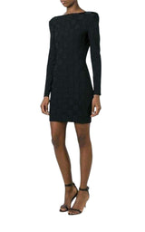 Check Jacquard Deep V-Back Dress Balmain