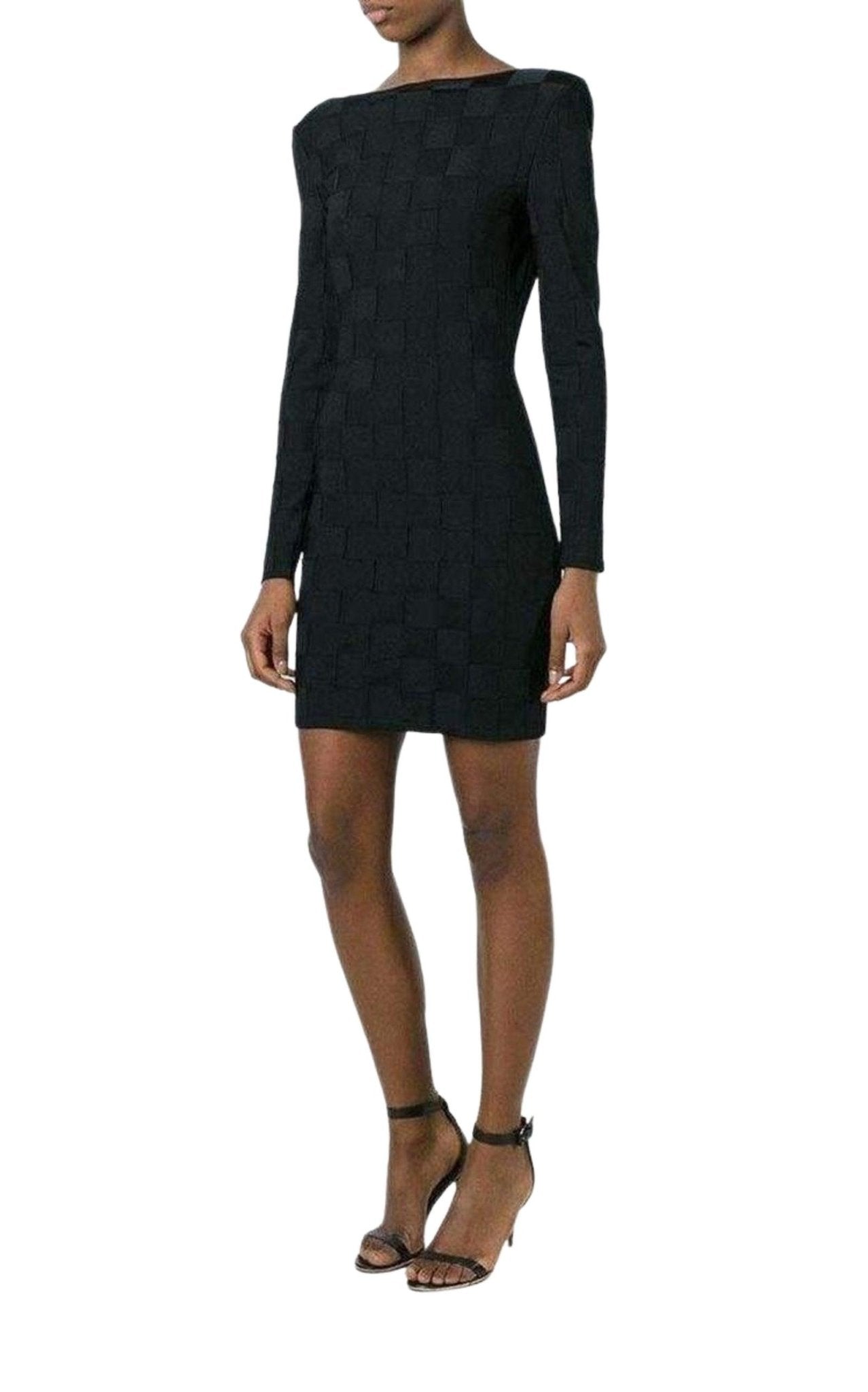 Balmain Check Jacquard Deep V - Back Dress - Runway Catalog