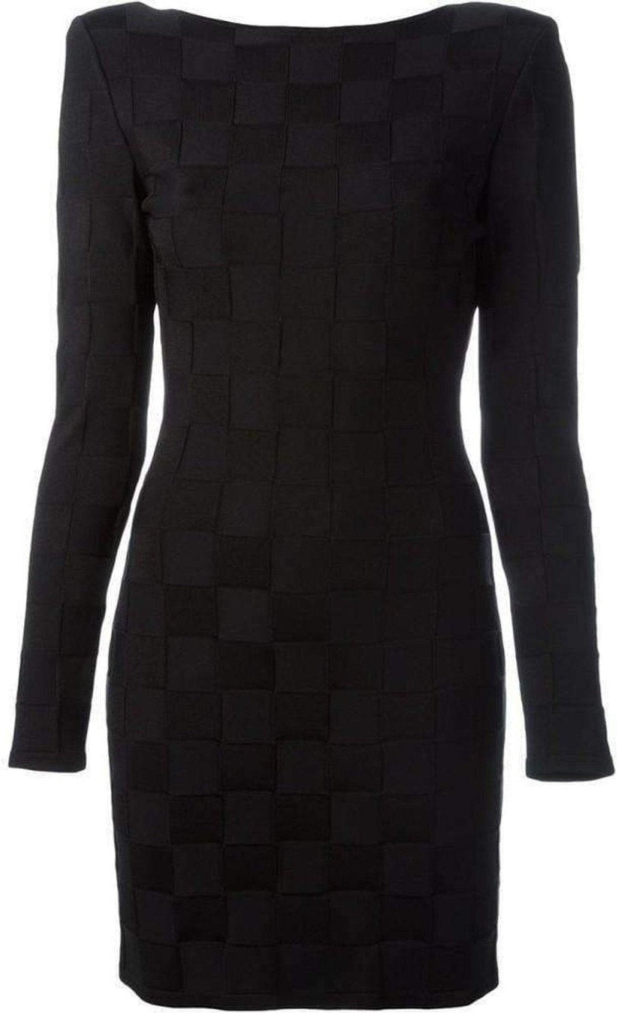 Balmain Check Jacquard Deep V - Back Dress - Runway Catalog