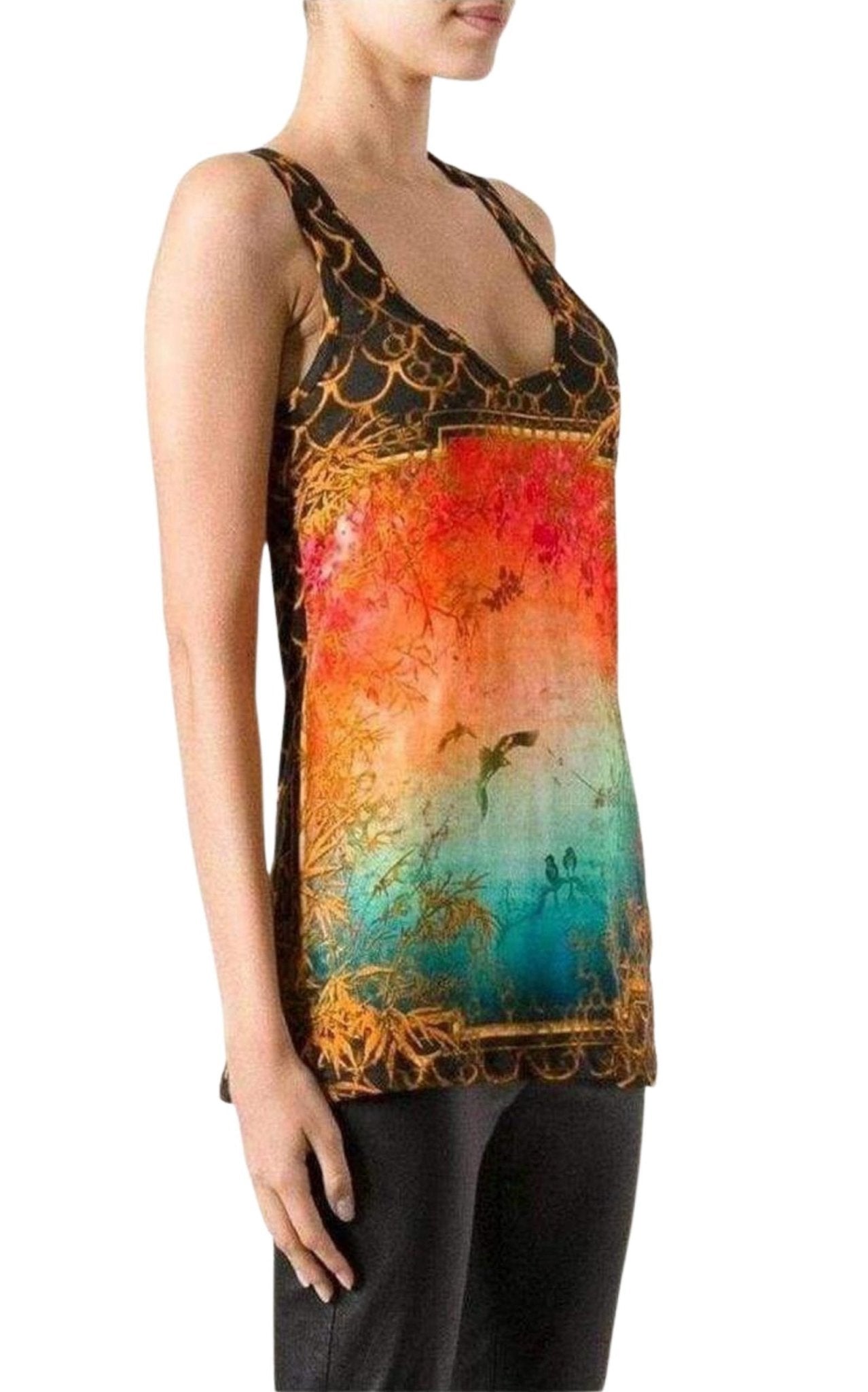 Balmain Cotton Oriental Print Tank Top - Runway Catalog