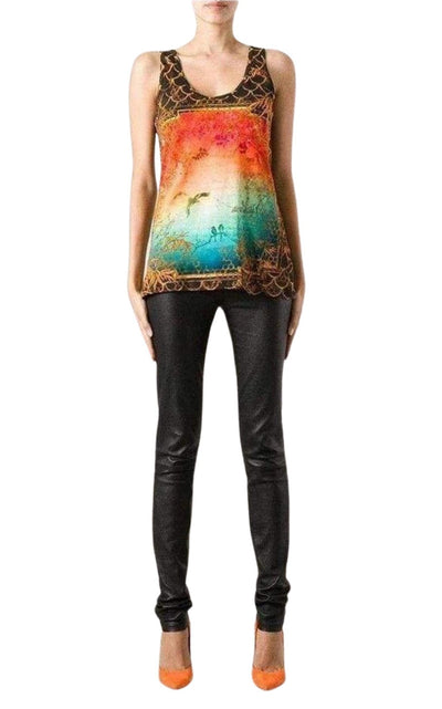Balmain Cotton Oriental Print Tank Top - Runway Catalog