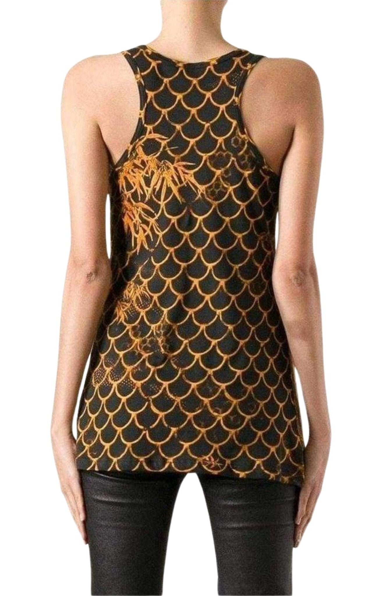 Balmain Cotton Oriental Print Tank Top - Runway Catalog