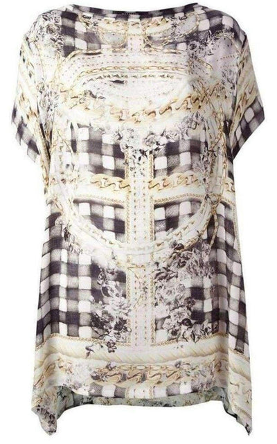 Balmain Cream Printed Silk Tunic Dress - Runway Catalog
