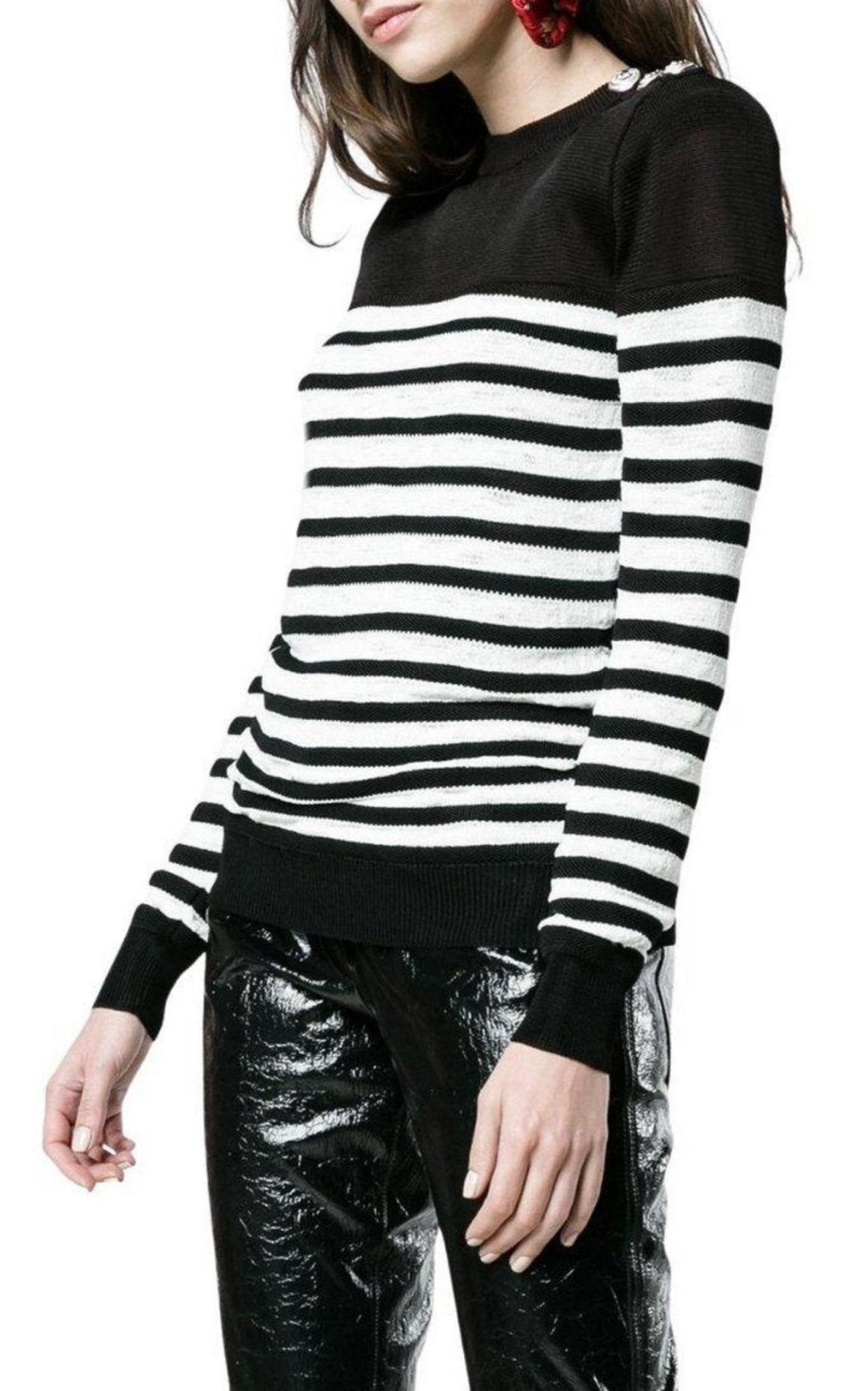Balmain Crew Neck Stripe Long Sleeve Jumper - Runway Catalog