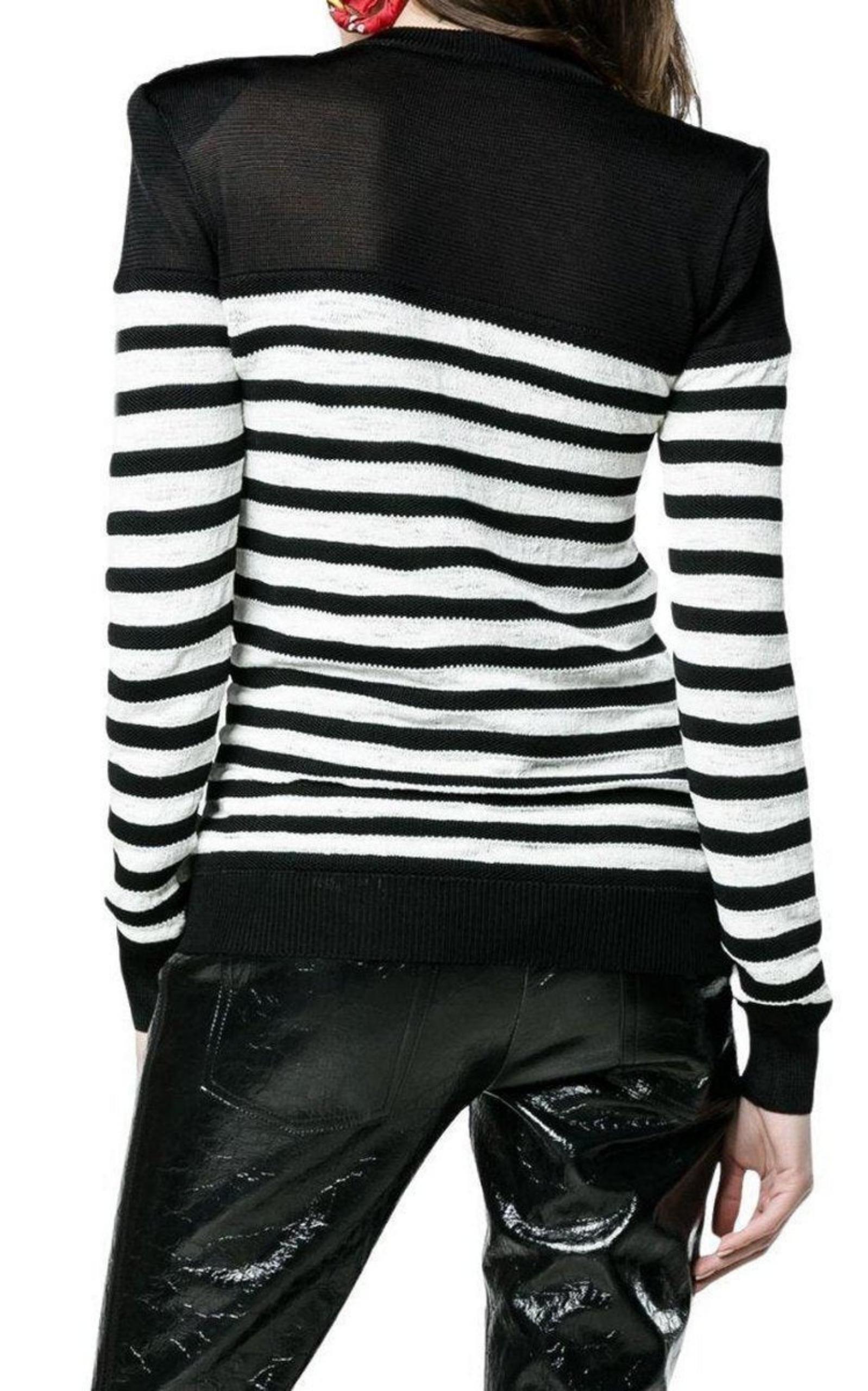 Crew Neck Stripe Long Sleeve Jumper Balmain