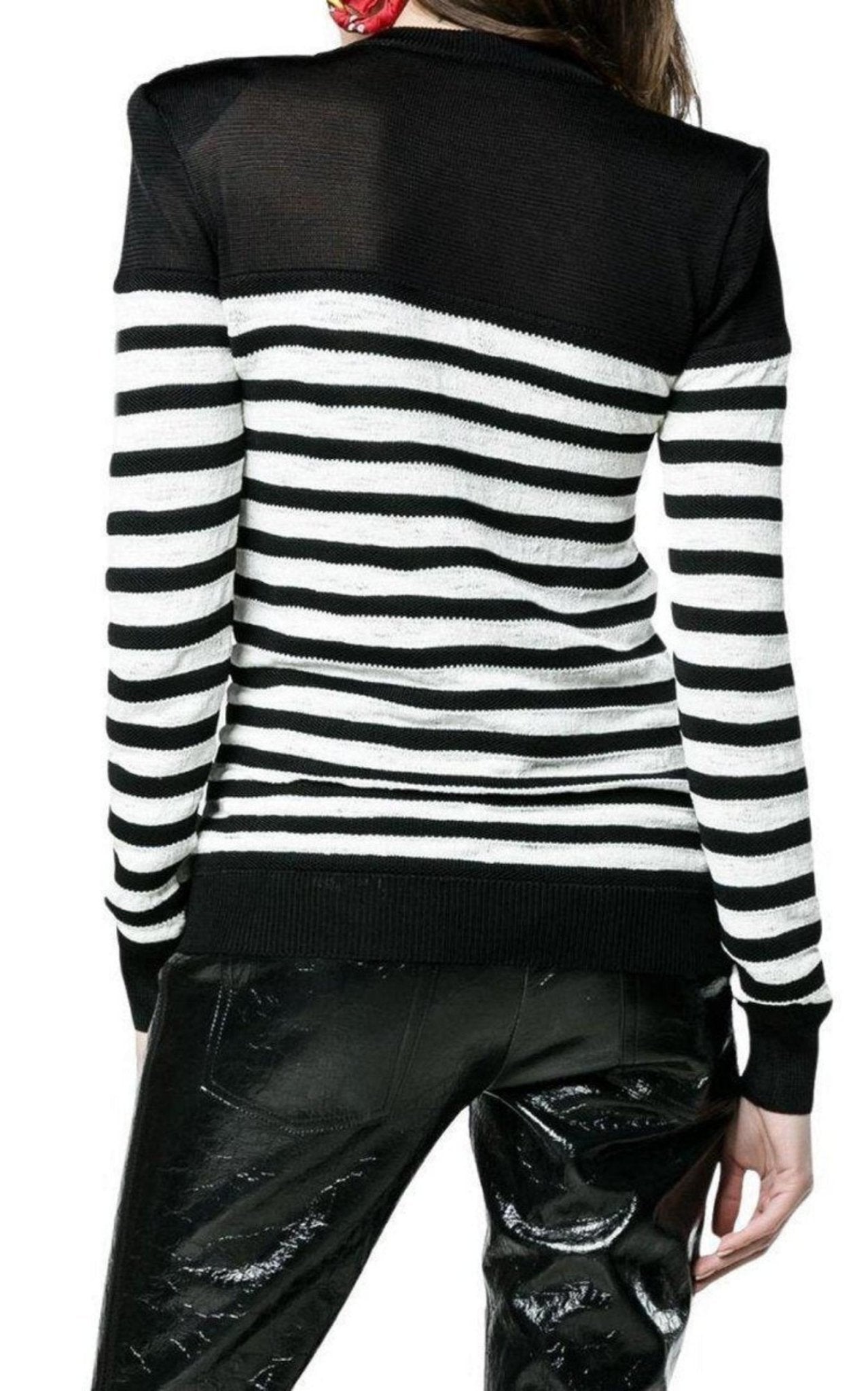 Balmain Crew Neck Stripe Long Sleeve Jumper - Runway Catalog