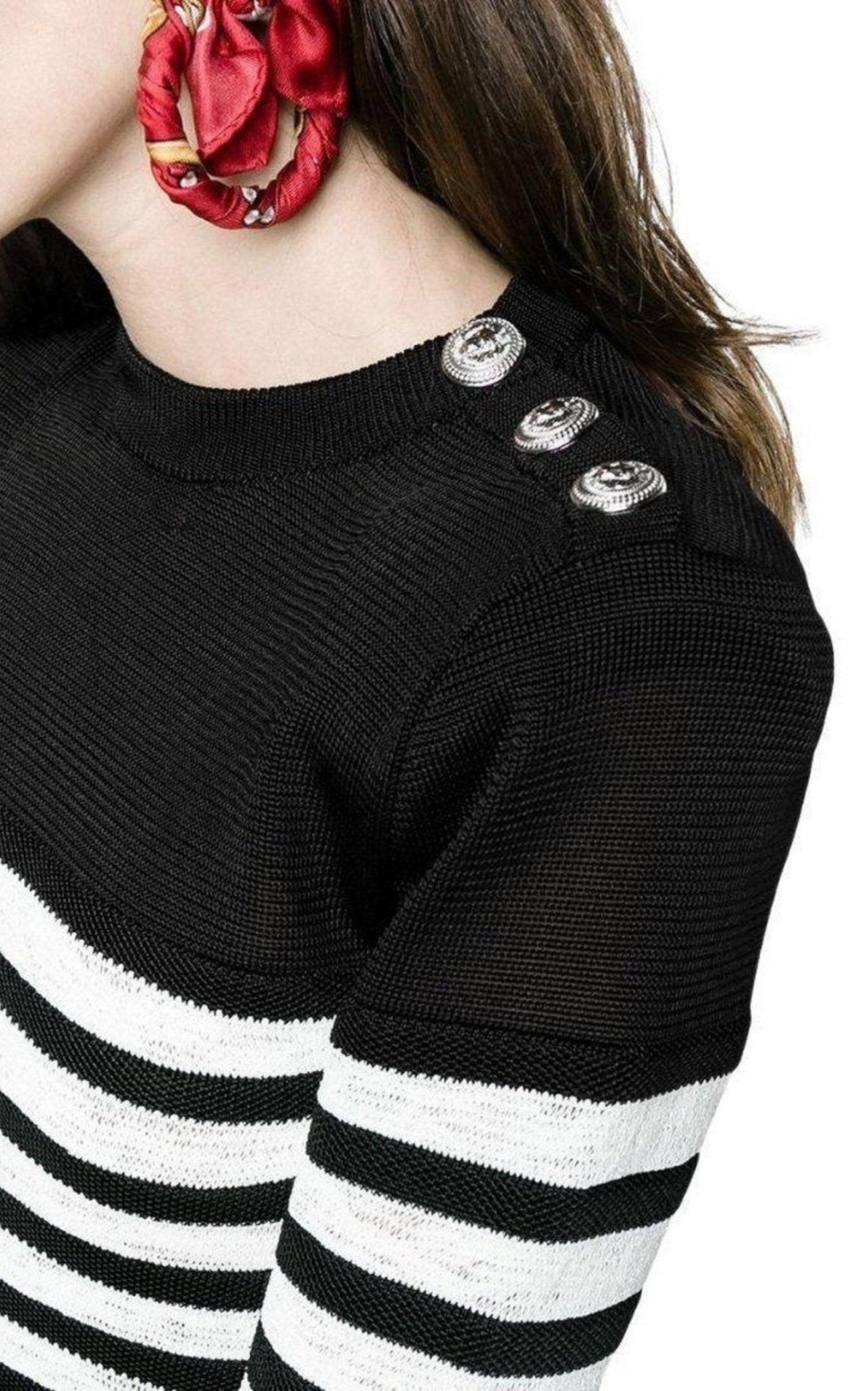 Balmain Crew Neck Stripe Long Sleeve Jumper - Runway Catalog
