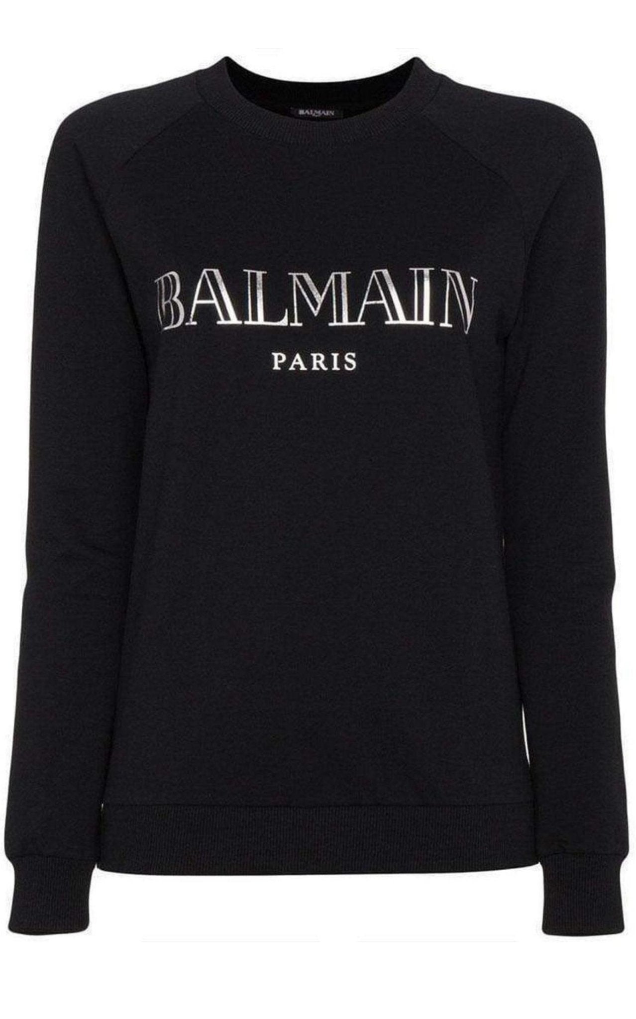 Balmain Crewneck Silver Logo Sweatshirt - Runway Catalog