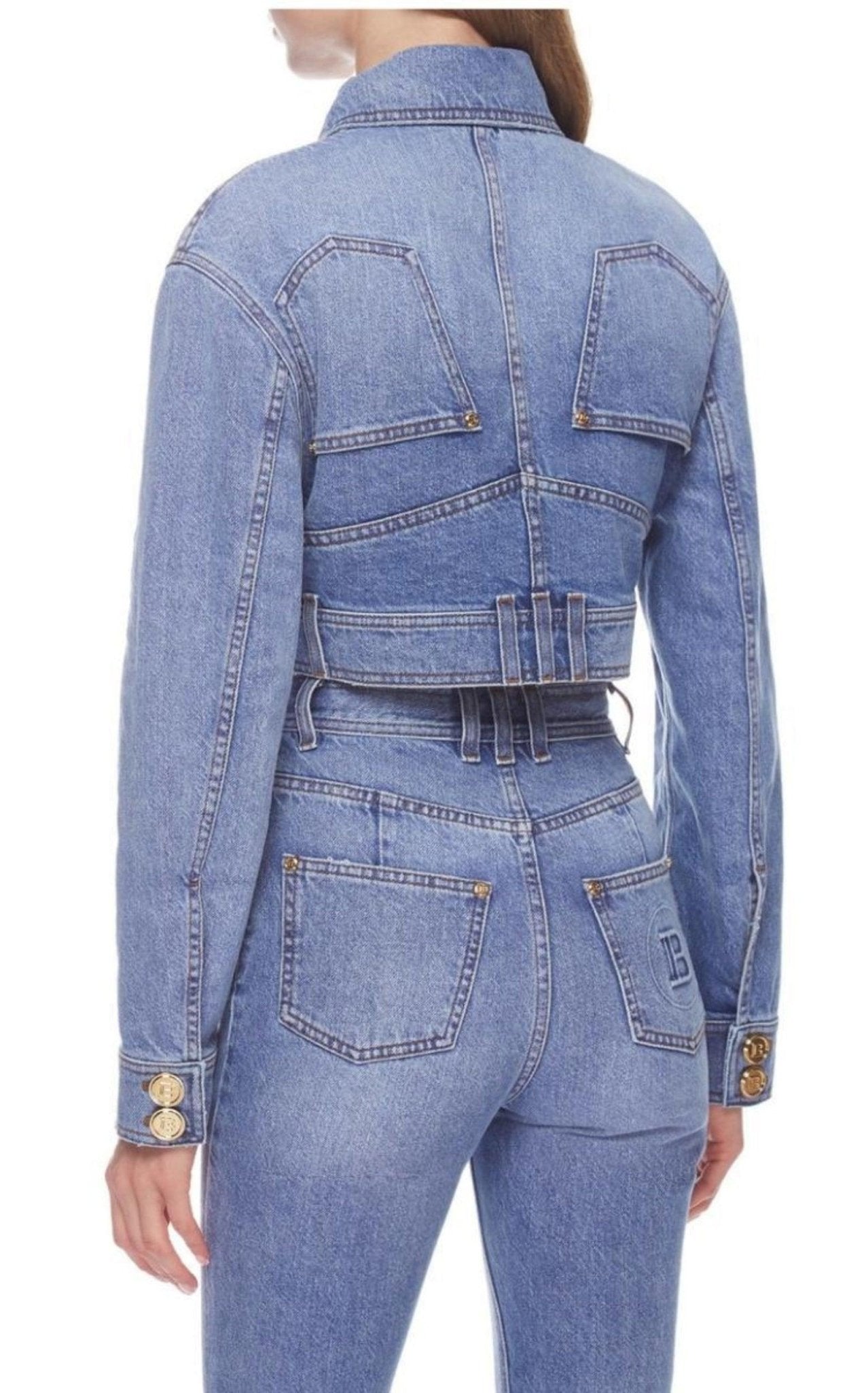 Balmain Cropped Denim Jacket - Runway Catalog