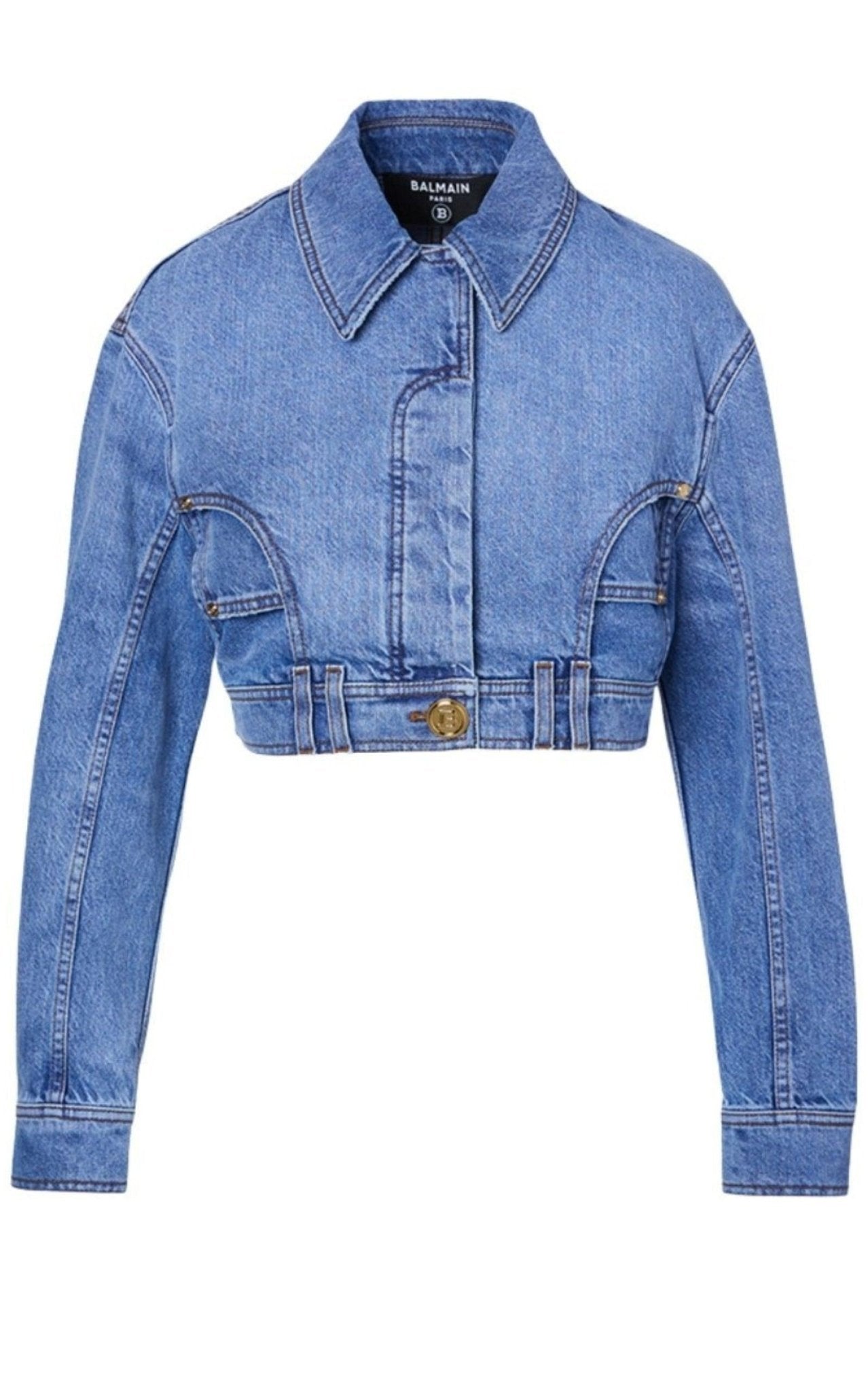 Balmain Cropped Denim Jacket - Runway Catalog
