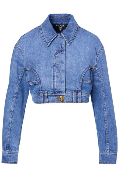 Balmain Cropped Denim Jacket - Runway Catalog