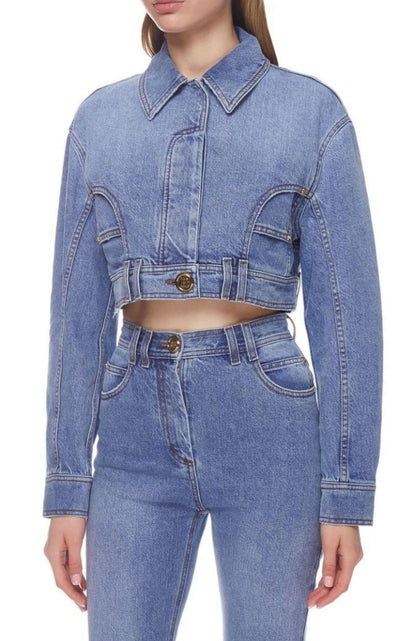 Balmain Cropped Denim Jacket - Runway Catalog