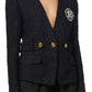 Crystal Logo Metallic Tweed Blazer Balmain