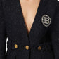 Crystal Logo Metallic Tweed Blazer Balmain