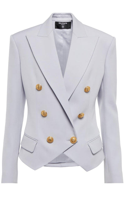Balmain Double Breasted Blue Wool Blazer - Runway Catalog