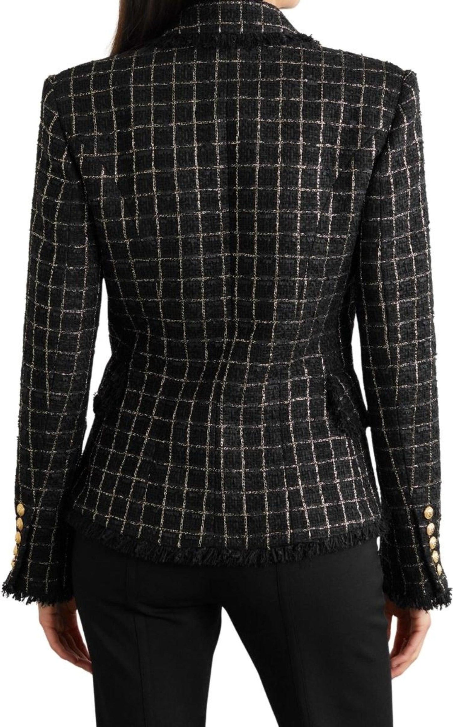 Balmain Double-breasted Checked Tweed Jacket