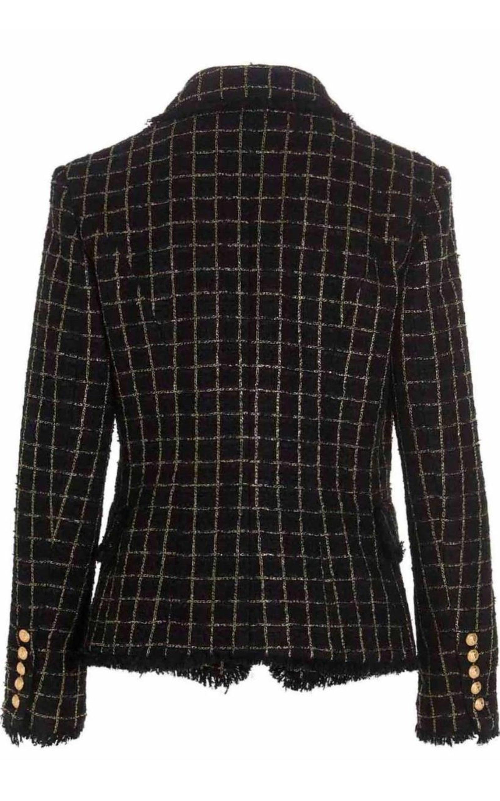 Balmain Double-breasted Checked Tweed Jacket