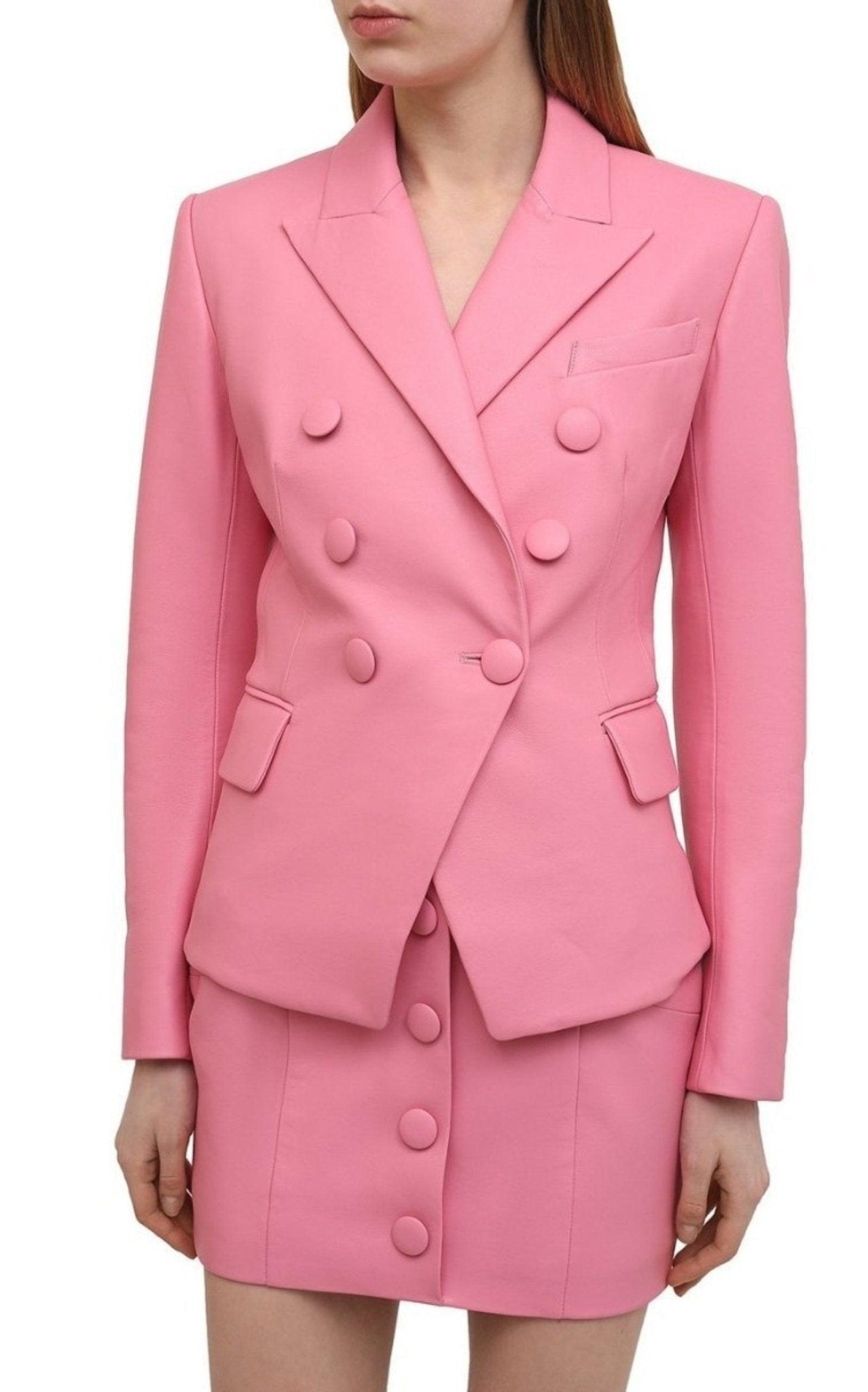 Balmain Double - Breasted Leather Blazer - Runway Catalog