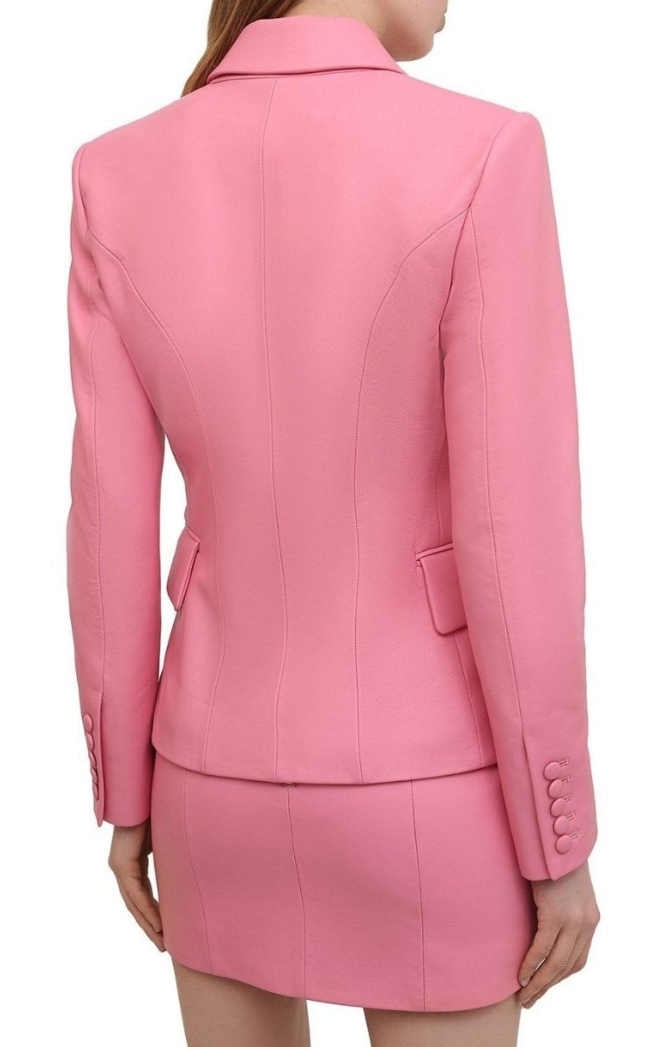 Balmain Double - Breasted Leather Blazer - Runway Catalog