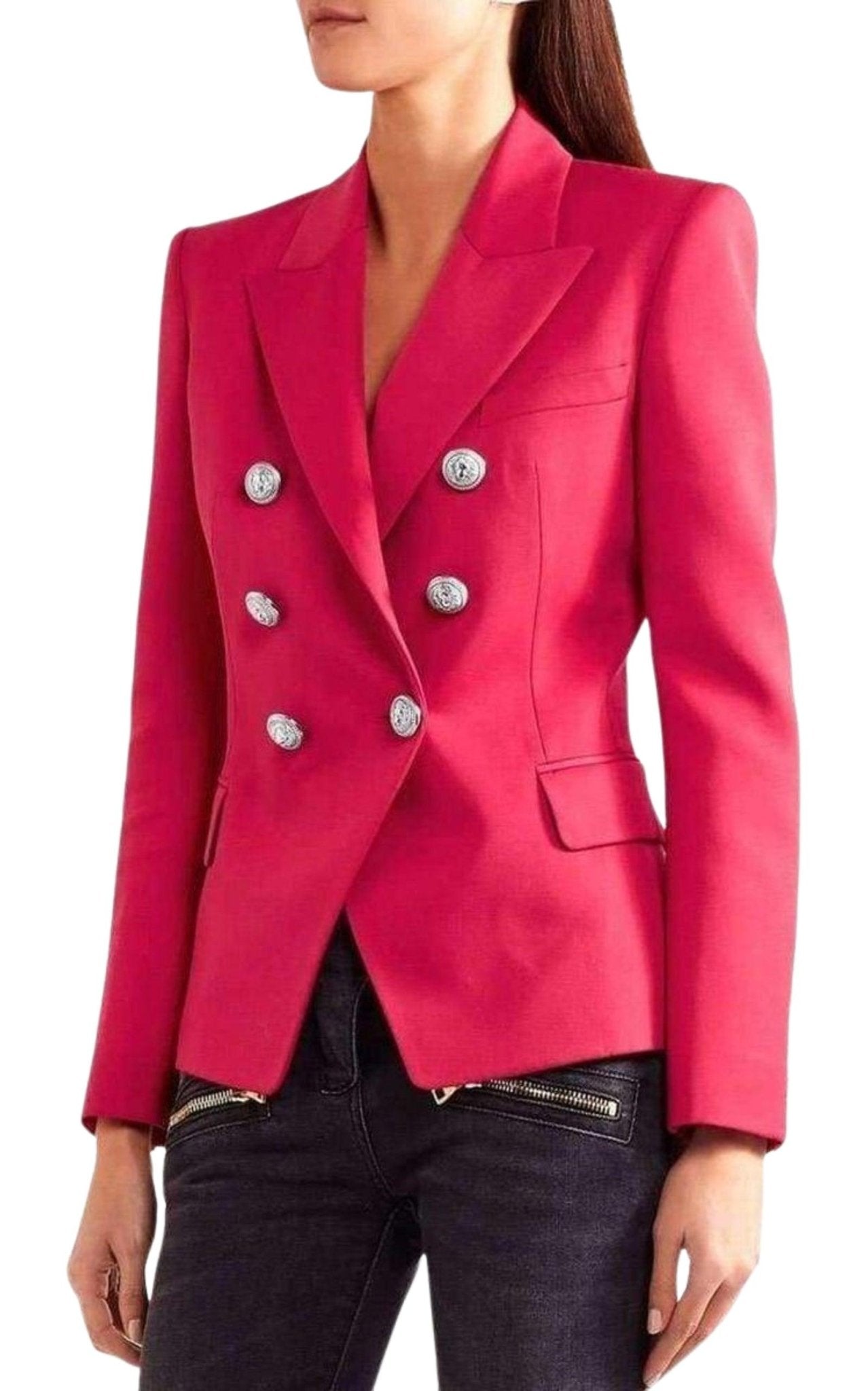 Balmain Double Breasted Red Wool Blazer - Runway Catalog
