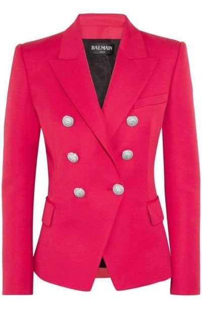 Balmain Double Breasted Red Wool Blazer - Runway Catalog