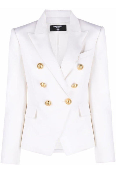 Balmain Double Breasted White Blazer - Runway Catalog