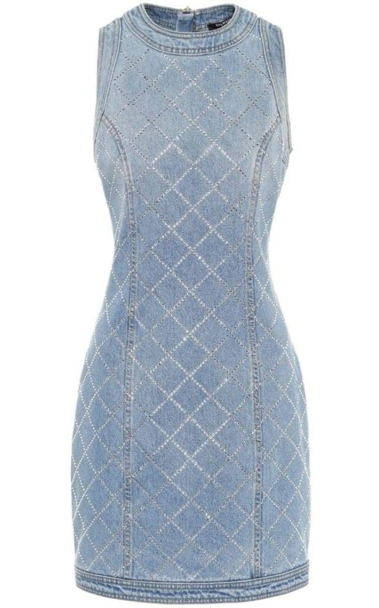 Balmain Embellished Denim Mini Dress - Runway Catalog