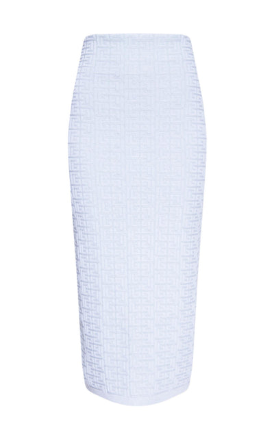 Embossed Monogram Midi Skirt Balmain