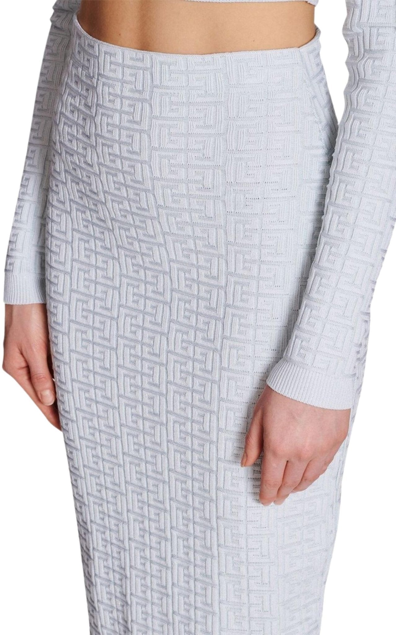 Balmain Embossed Monogram Midi Skirt - Runway Catalog