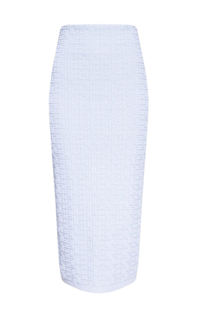 Balmain Embossed Monogram Midi Skirt - Runway Catalog