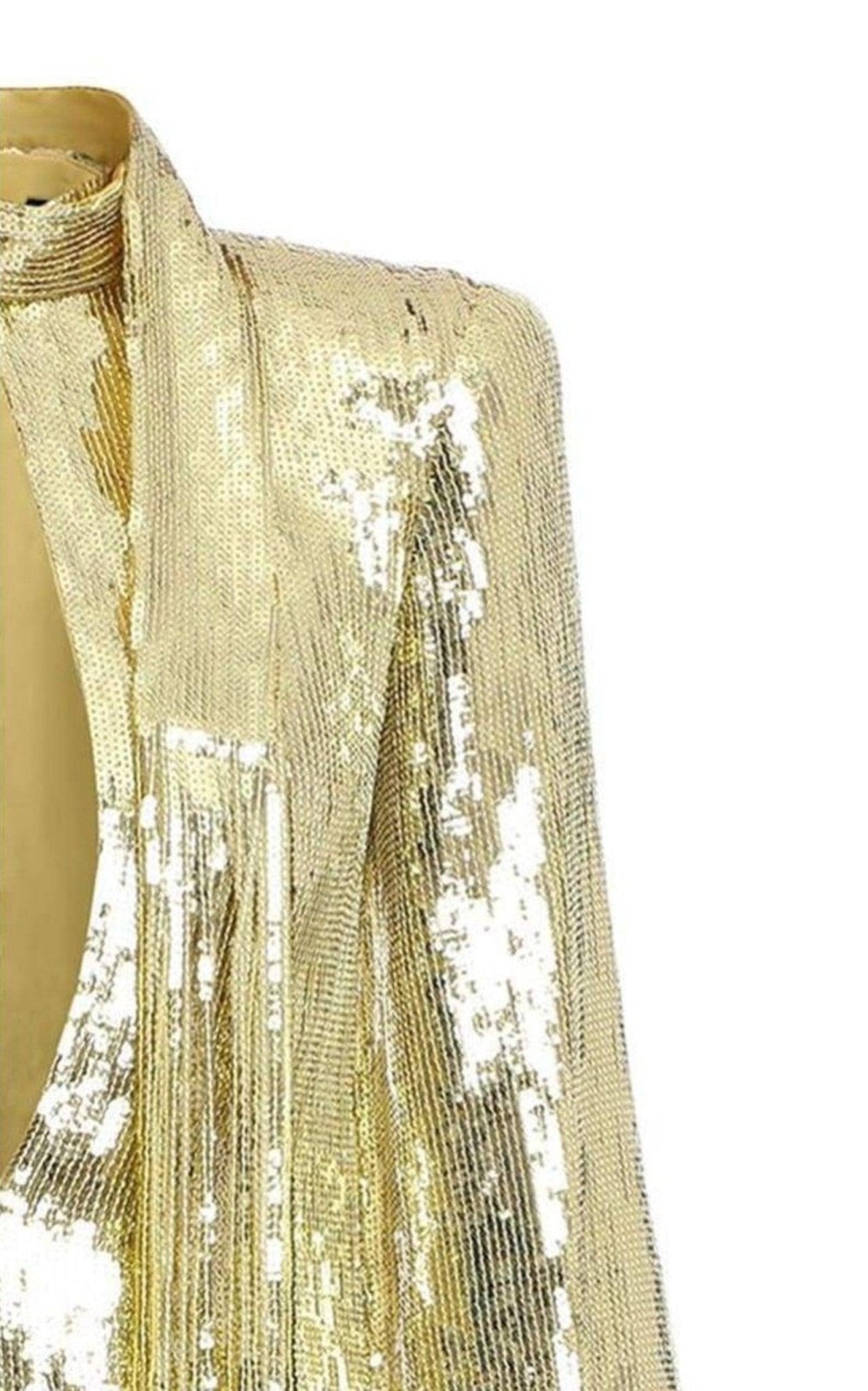 Balmain Fringed Gold Sequined Midi Dress - Runway Catalog